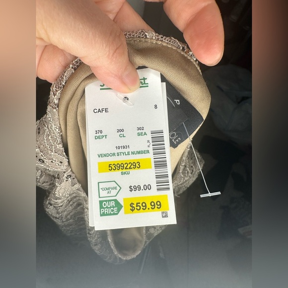 Ronnie Nicole Elegant Tan Lace Sheath Dresssize 8 NWT - Picture 3 of 5